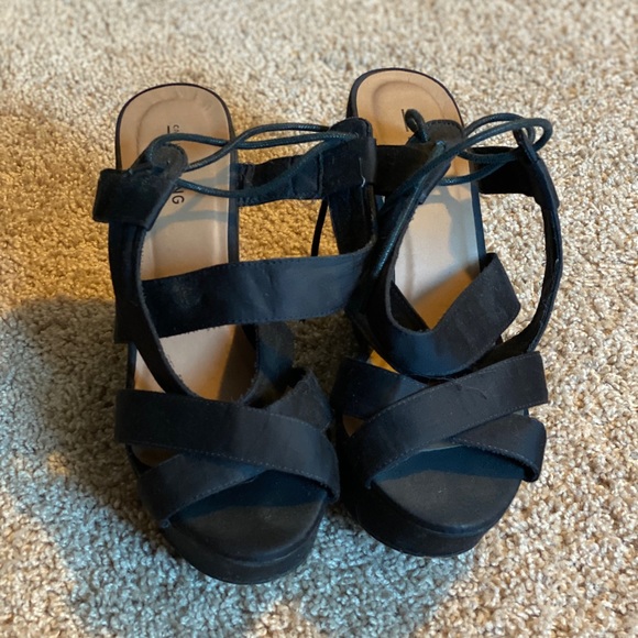 Spring Wedge Heels with string tie at back - Picture 2 of 4